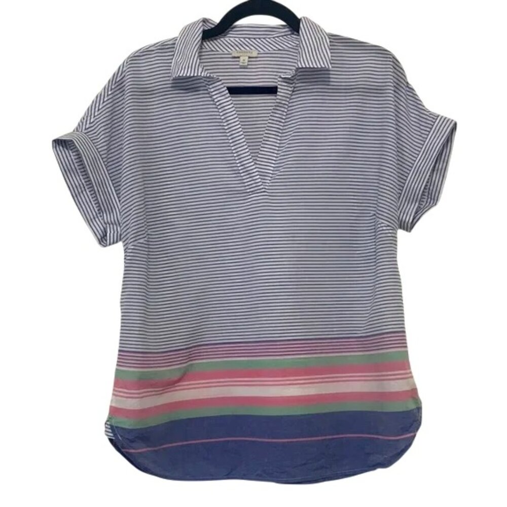 Talbots Women's Top - Blue, Pink, Green. Size Medium